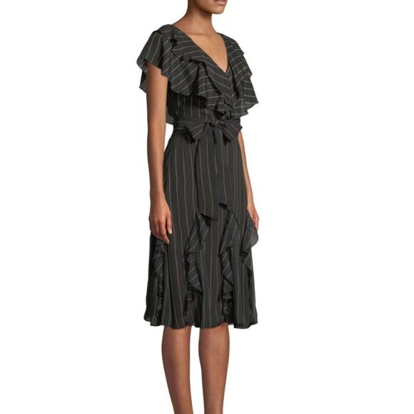 NWT Alice & Olivia Tessa Ruffle Godet Midi Dress - Picture 1 of 6